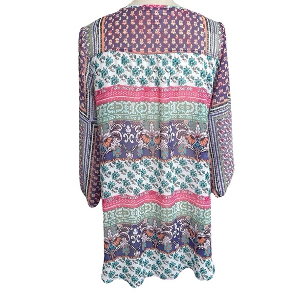 American Rag Semi Sheer Floral Peasant Purple Pink Boho Tunic Top Women Size S - Picture 3 of 7